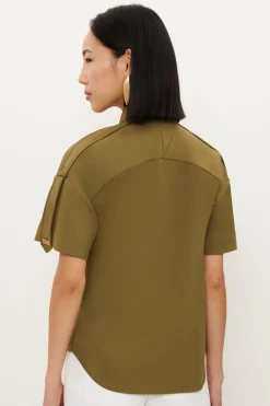 Chemise Techno en coton tissé à manches courtes avec détails métalliques