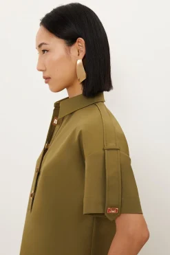 Chemise Techno en coton tissé à manches courtes avec détails métalliques