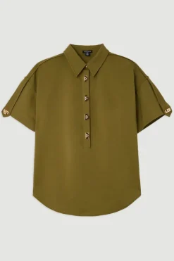 Chemise Techno en coton tissé à manches courtes avec détails métalliques
