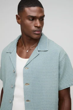 Chemise texturée en denim Boxy Revere