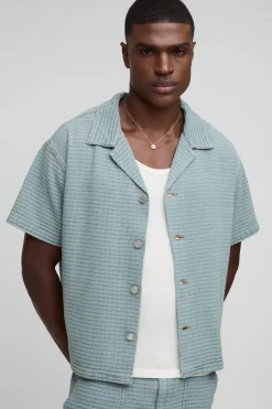 Chemise texturée en denim Boxy Revere