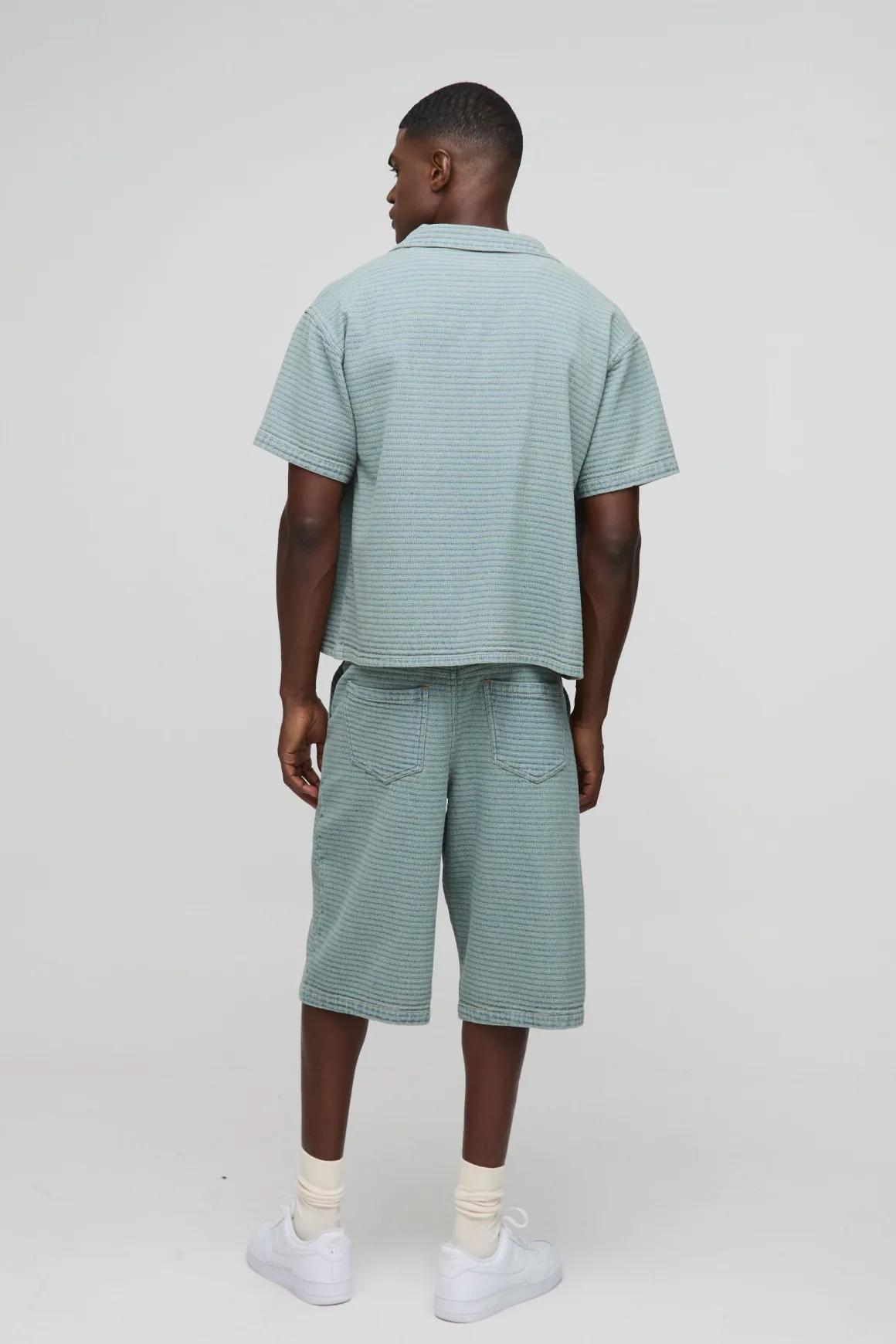 Chemise texturée en denim Boxy Revere