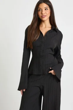 Chemise texturée à nouer et pantalon coordonné