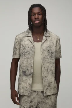 boohooMAN Chemise Texturée Oversize Délavage Bleach<Homme Ensembles|Chemises