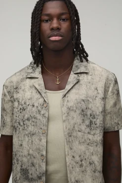 boohooMAN Chemise Texturée Oversize Délavage Bleach<Homme Ensembles|Chemises