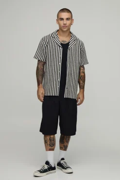boohooMAN Chemise À Tissage Nattée À Rayures Coupe Regular<Homme Chemises