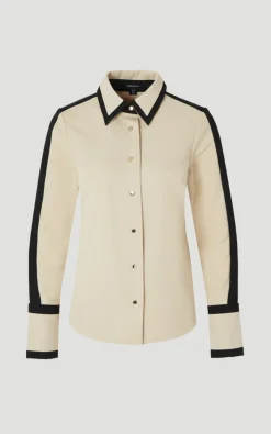 Chemise Tissée à Col avec Détails Métalliques Contrastés en Sergé