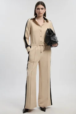 Chemise Tissée à Col avec Détails Métalliques Contrastés en Sergé