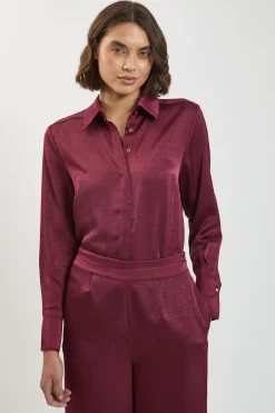 Chemise Tissée Décontractée En Satin Martelé Petite