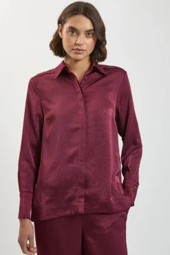 Chemise Tissée Décontractée En Satin Martelé Petite