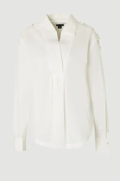KarenMillen Chemise Tissée en Coton Ample avec Détail de Patte de Boutonnage<Femme Tops