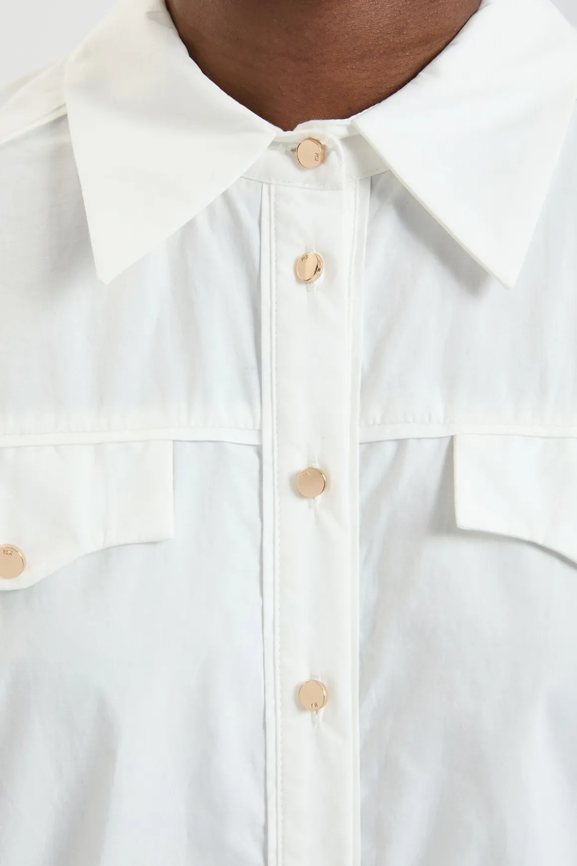 Chemise Tissée En Coton À Manches Ballon Et Broderie Ajourée