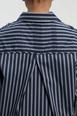 KarenMillen Chemise Tissée en Coton à Rayures Coupe Ample Grande Taille avec Détail de Patte de Boutonnage<Femme Tops