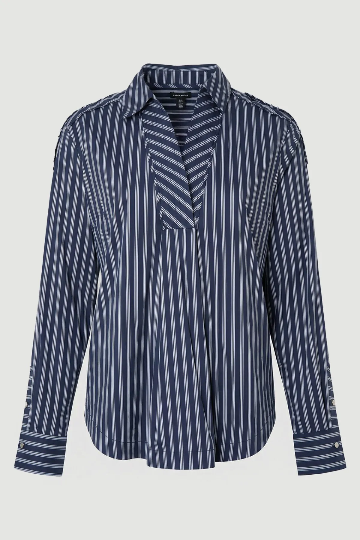 KarenMillen Chemise Tissée en Coton à Rayures Coupe Ample Grande Taille avec Détail de Patte de Boutonnage<Femme Tops