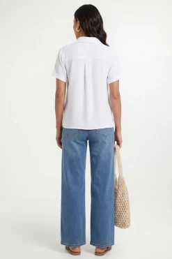 Chemise Tissée À Enfiler Avec Manches Retroussées