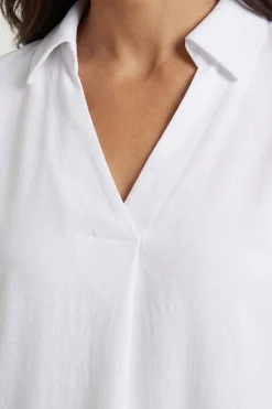 Chemise Tissée À Enfiler Avec Manches Retroussées