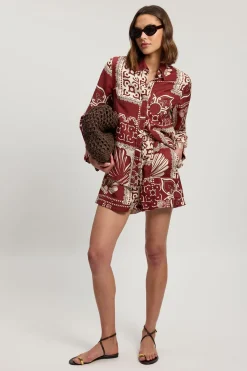 KarenMillen Chemise Tissée En Lin Et Viscose À Imprimé Carreaux<Femme Ensembles|Tops