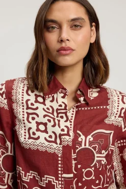 KarenMillen Chemise Tissée En Lin Et Viscose À Imprimé Carreaux<Femme Ensembles|Tops