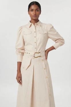 KarenMillen Chemise Tissée En Satin De Coton Avec Détail De Poche<Femme Tops