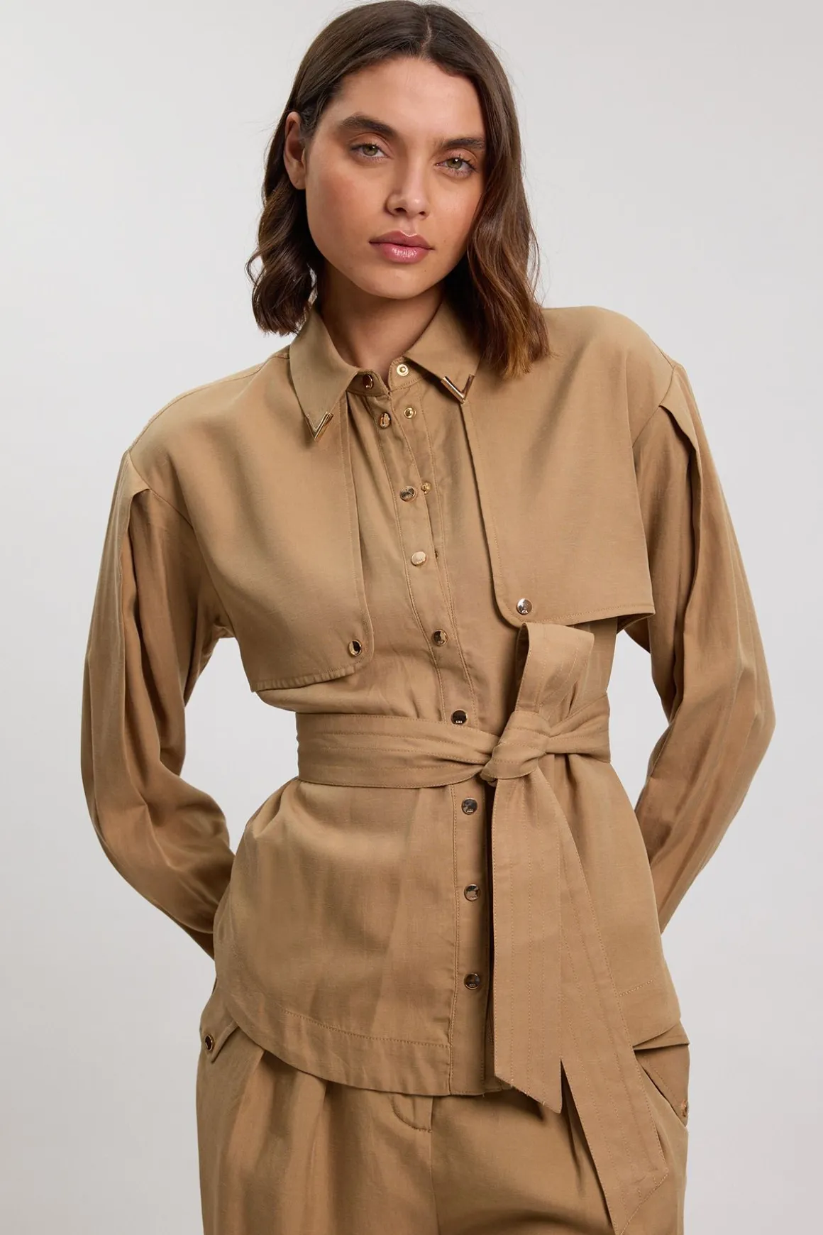 Chemise Tissée En Sergé De Cupro Style Utilitaire
