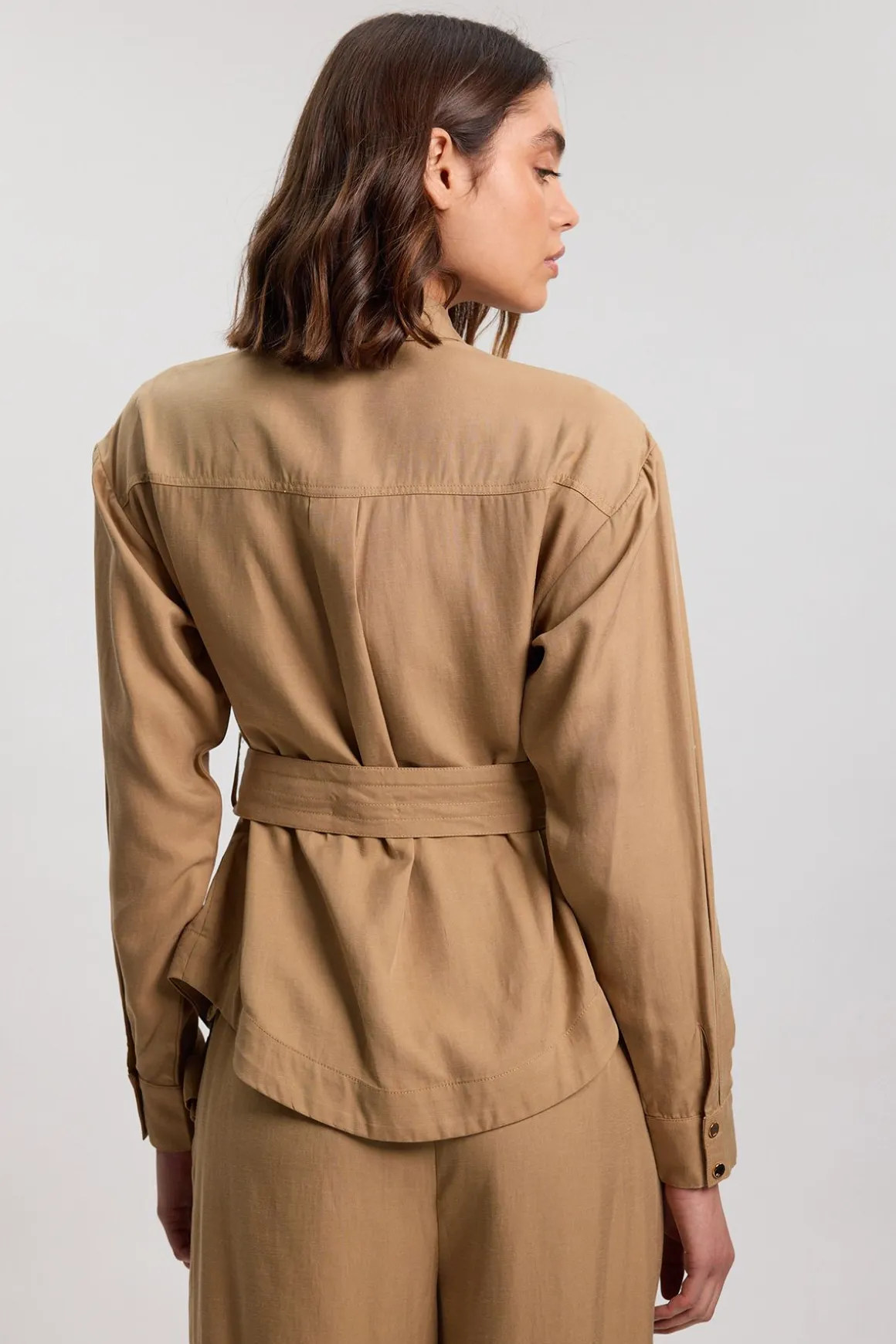 Chemise Tissée En Sergé De Cupro Style Utilitaire