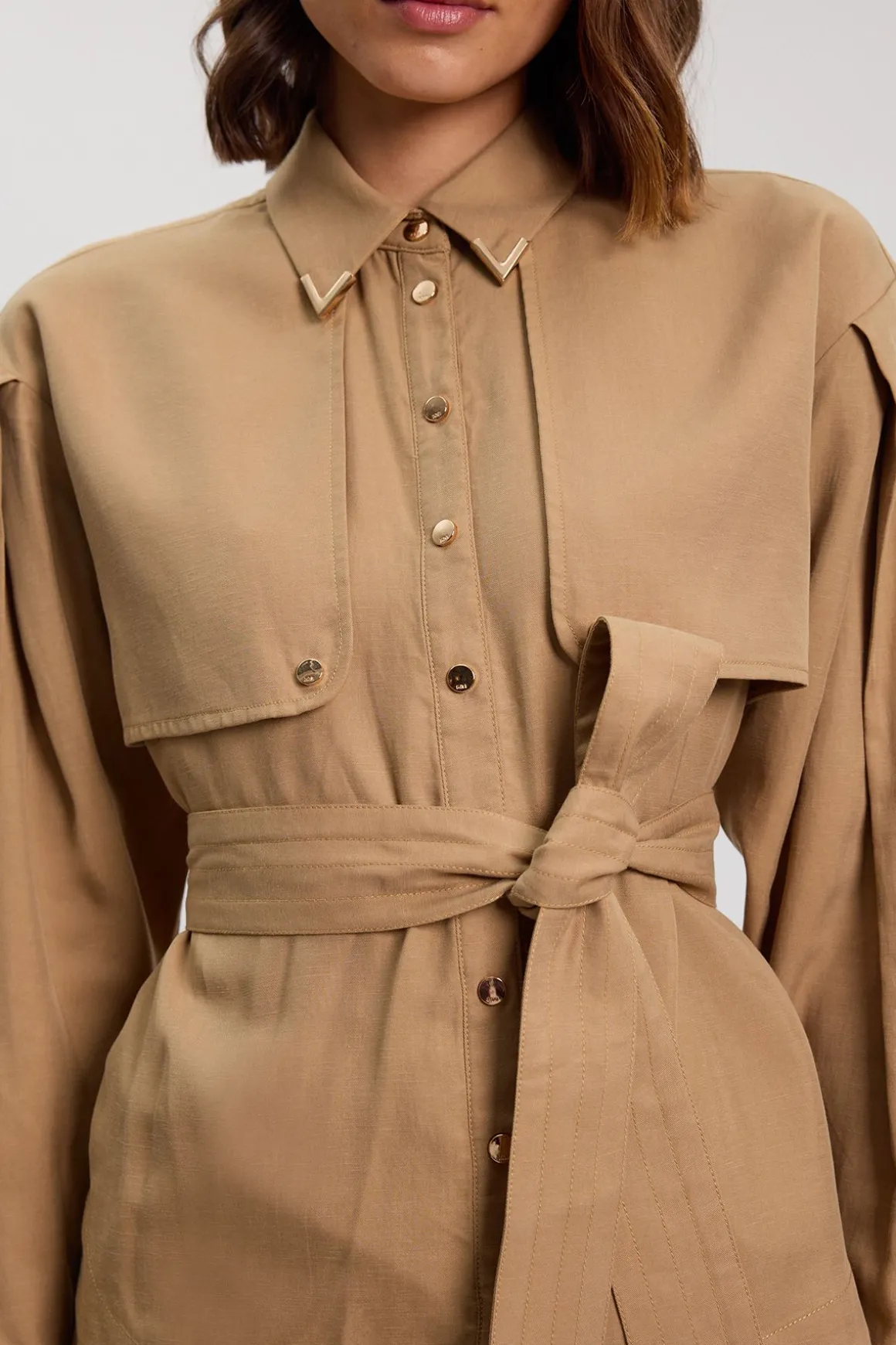 Chemise Tissée En Sergé De Cupro Style Utilitaire