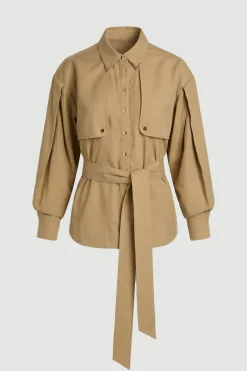 Chemise Tissée En Sergé De Cupro Style Utilitaire