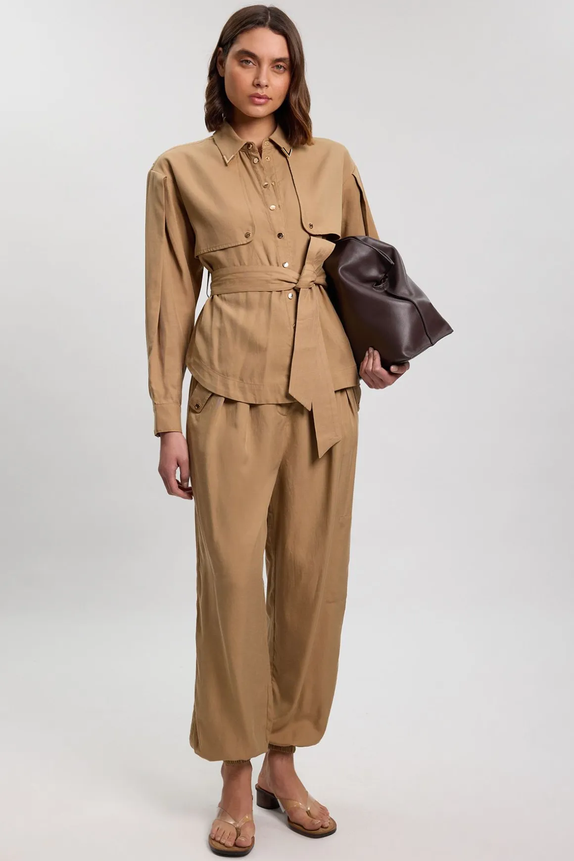 Chemise Tissée En Sergé De Cupro Style Utilitaire