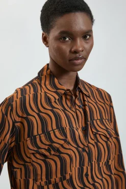 KarenMillen Chemise Tissée En Viscose À Imprimé Géométrique<Femme Tops