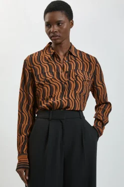 KarenMillen Chemise Tissée En Viscose À Imprimé Géométrique<Femme Tops