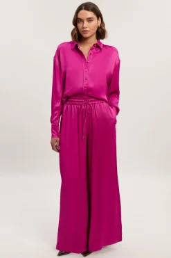 KarenMillen Chemise Tissée Oversize en Satin de Viscose<Femme Satin Et Dentelle|Tops