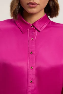 KarenMillen Chemise Tissée Oversize en Satin de Viscose<Femme Satin Et Dentelle|Tops