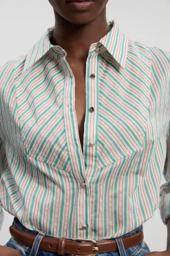 KarenMillen Chemise Tissée À Plastron Rayé En Popeline<Femme Tops