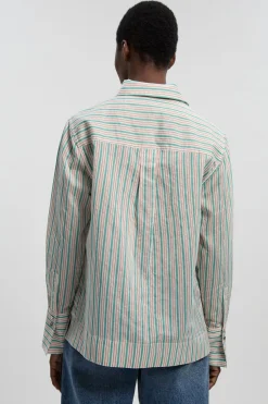 KarenMillen Chemise Tissée À Plastron Rayé En Popeline<Femme Tops