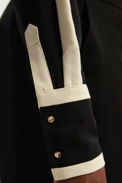 Chemise Tissée Sergé Grande Taille à Blocs de Couleur