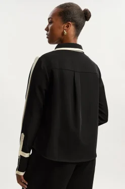 Chemise Tissée Sergé Grande Taille à Blocs de Couleur