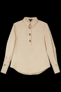 Chemise tissée Techno Cotton avec fermoirs dorés