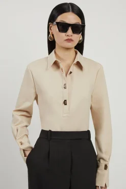 Chemise tissée Techno Cotton avec fermoirs dorés