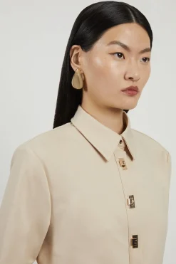 Chemise tissée Techno Cotton avec fermoirs dorés