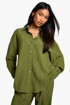 Chemise tissée texturée à effet froissé