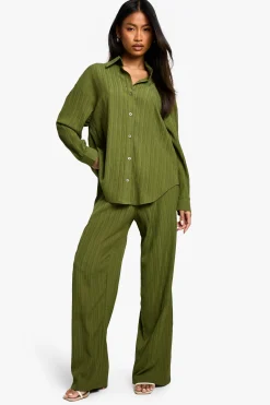 Chemise tissée texturée à effet froissé