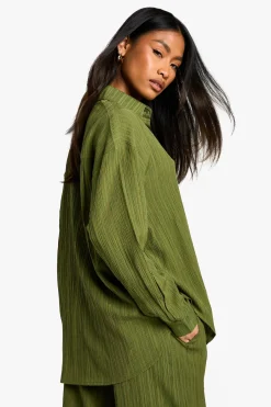 Chemise tissée texturée à effet froissé