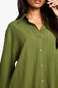 Chemise tissée texturée à effet froissé