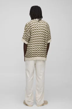 Chemise tricotée abstraite ondulée Revere à coupe décontractée