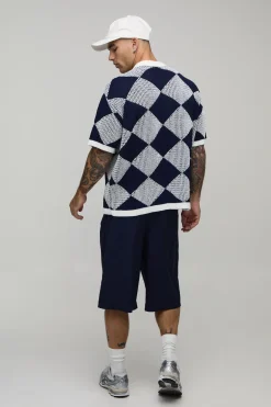 Chemise Tricotée Au Crochet À Mailles Ajourées Coupe Décontractée