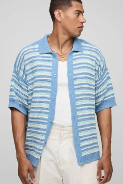 Chemise tricotée basket en côte Regular Fit