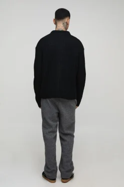 Chemise tricotée brossée, basique, carrée et longue