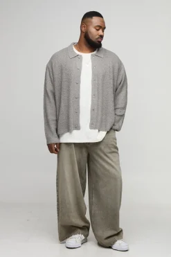Chemise tricotée brossée Boxy Plus Basic