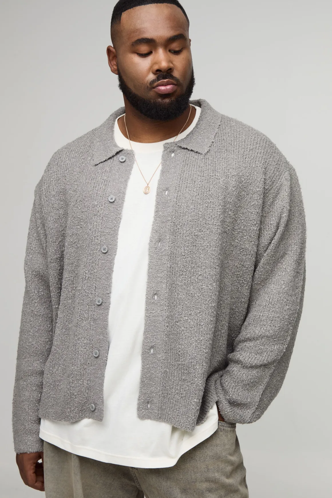 Chemise tricotée brossée Boxy Plus Basic