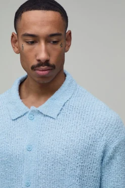 Chemise tricotée brossée à coupe boxy